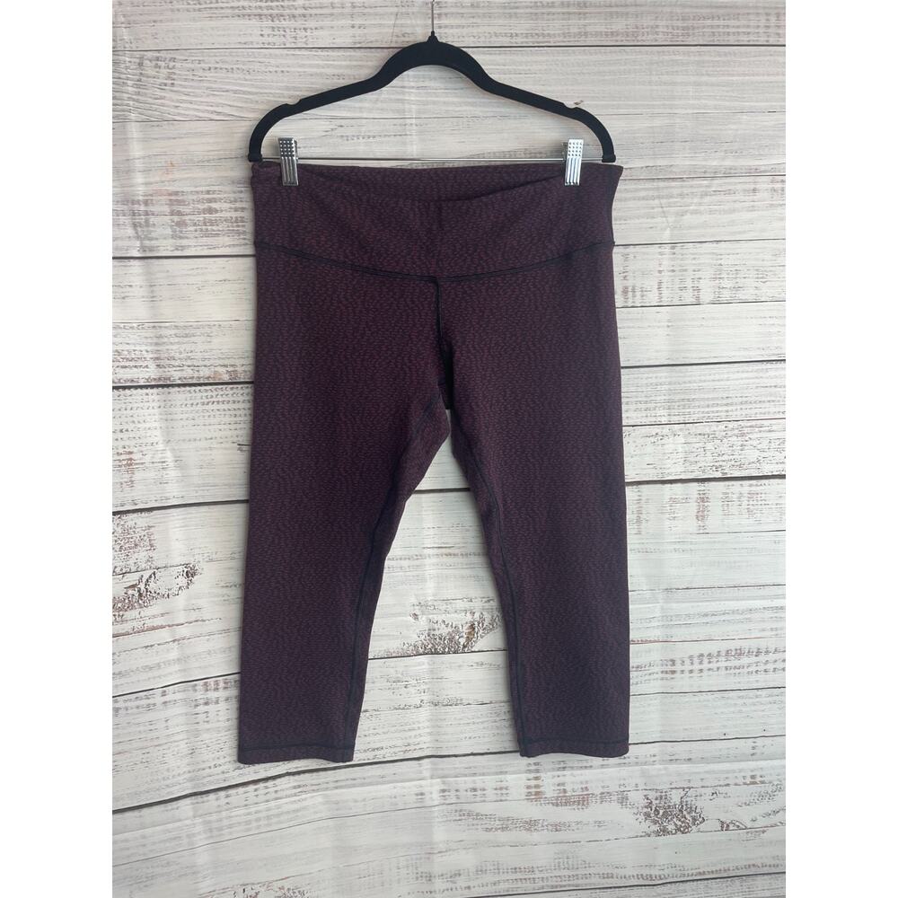 Lululemon Wunder Under Womens Sz 4 Crop Leggings Purple Black